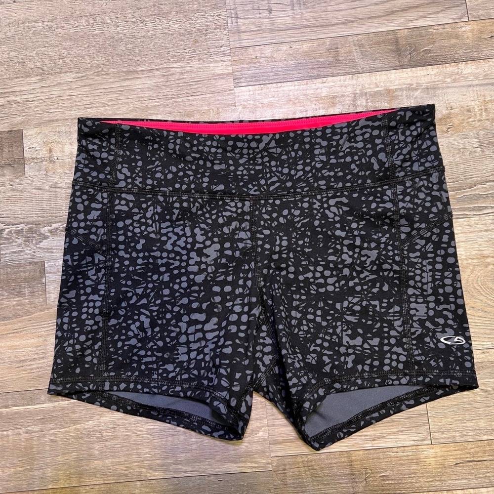 Champion Womens Shorts DuoDry+ Abstract Print Black Grey L